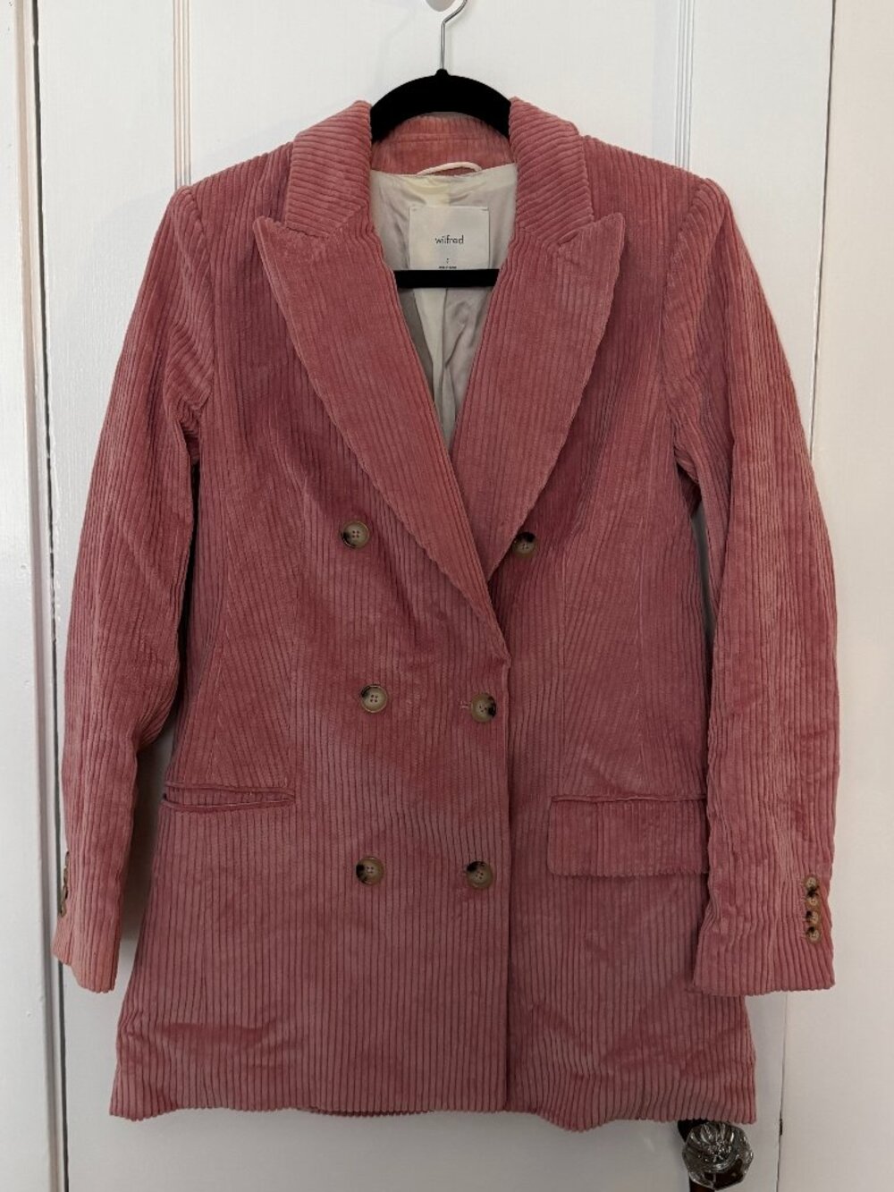 Aritzia Wilfred Pink Double Breasted Corduroy Blazer Jacket Size 6